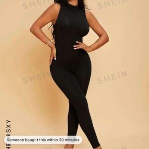 Mock neck unitard jumpsuit